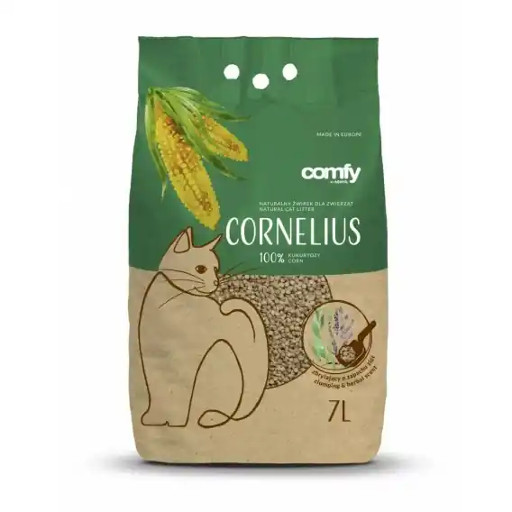 Zamów dziś Comfy Cornelius Herbal 7 l – żwirek kukurydziany dla kota, zapach ziół